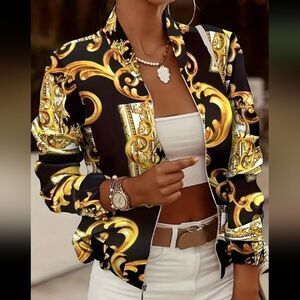 Designer Inspired Black & Gold Jacket